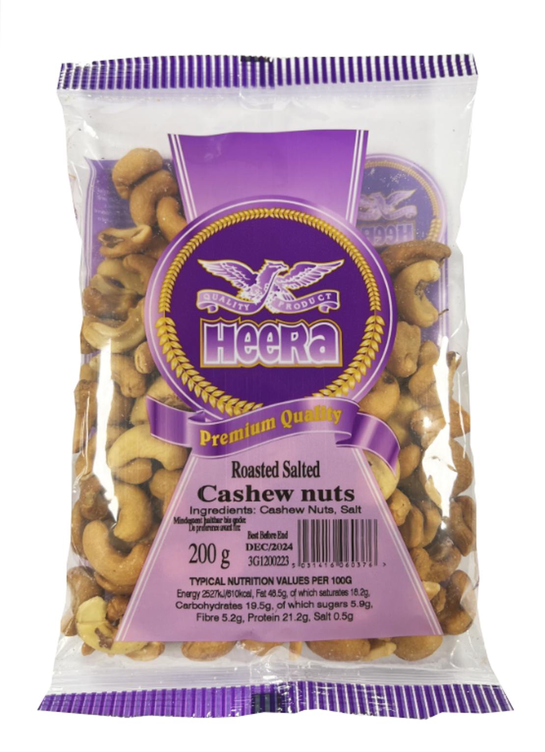 Heera roasted, salted cashew nuts 200g